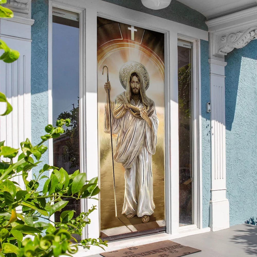Jesus Light Shines Through Door - Door Cover - Religious Door Decorations - Christian Home Decor