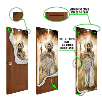 Jesus Light Shines Through Door - Door Cover - Religious Door Decorations - Christian Home Decor
