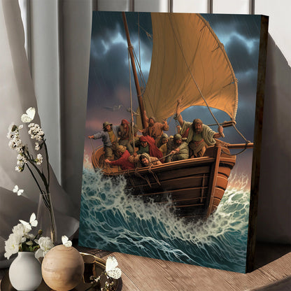 Jesus Lightning And The Disciples - Canvas Picture - Jesus Christ Canvas - Christian Wall Art
