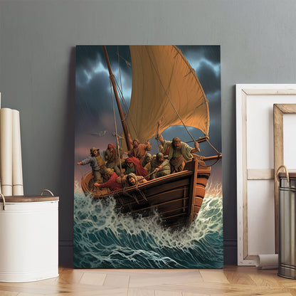 Jesus Lightning And The Disciples - Canvas Picture - Jesus Christ Canvas - Christian Wall Art