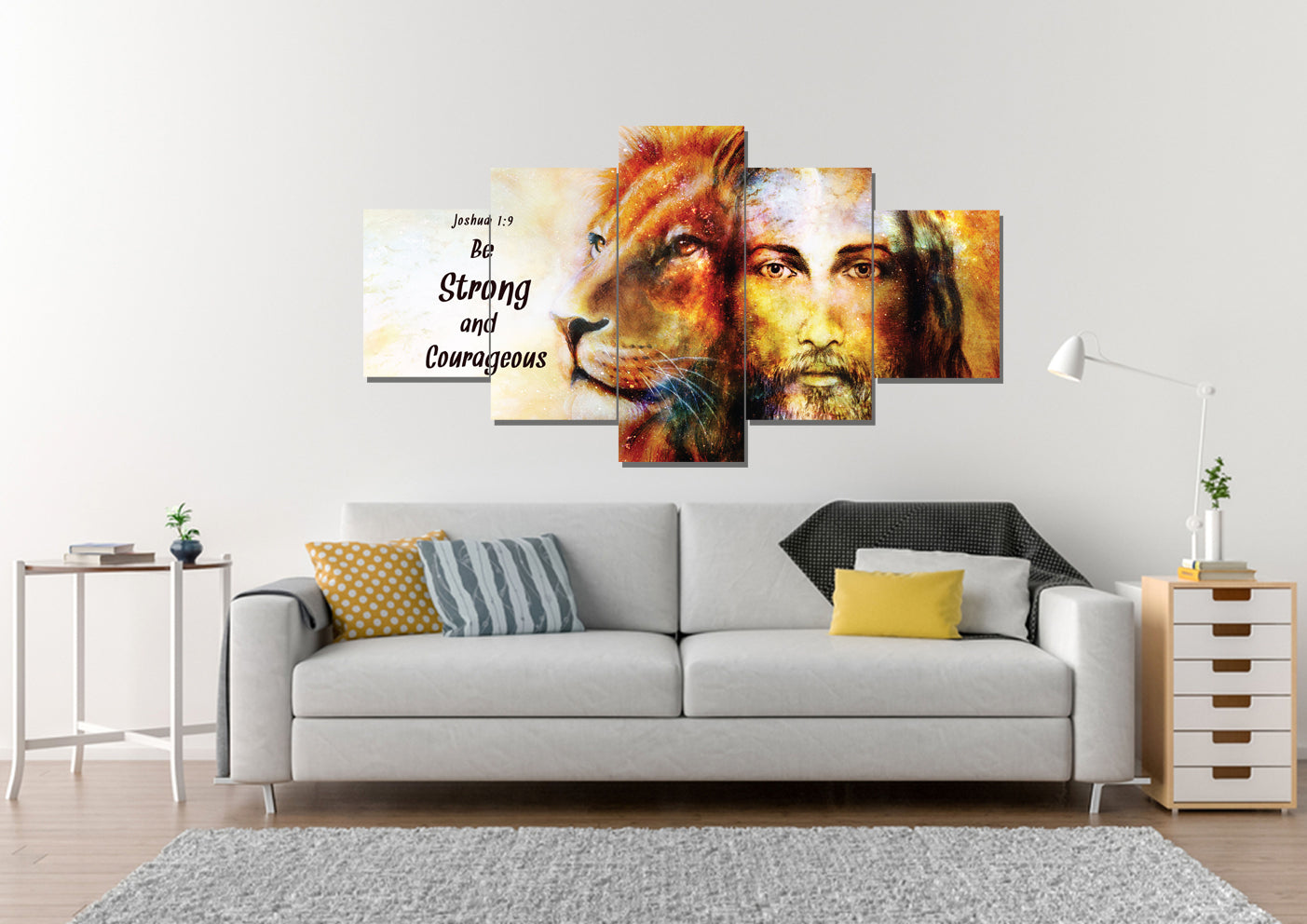 Jesus & Lion #9 Joshua 19 Be Strong And Courageous Wall Art - Christian Canvas Wall Art