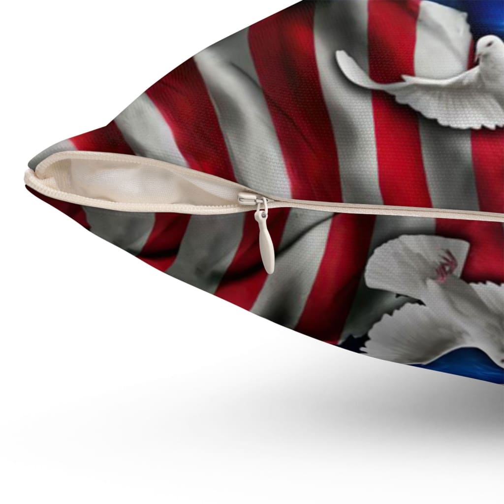 Jesus Lion American Flag Of Faith Christian Pillow