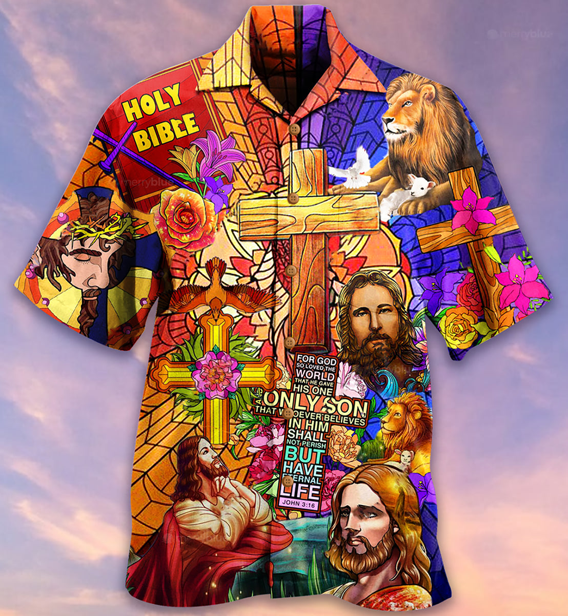 Jesus Lion And Flowers Cool Hawaiian Shirt - Christian Hawaiian Shirts For Men & Women