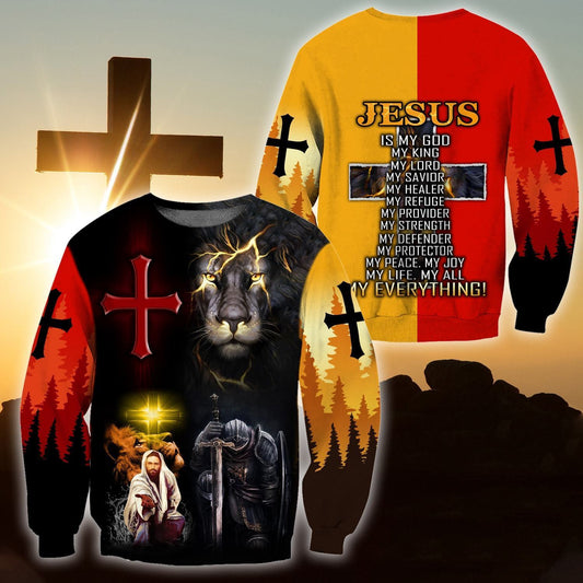 Jesus Lion And Knight Templar Jesus - Christian Sweatshirt For Women & Men