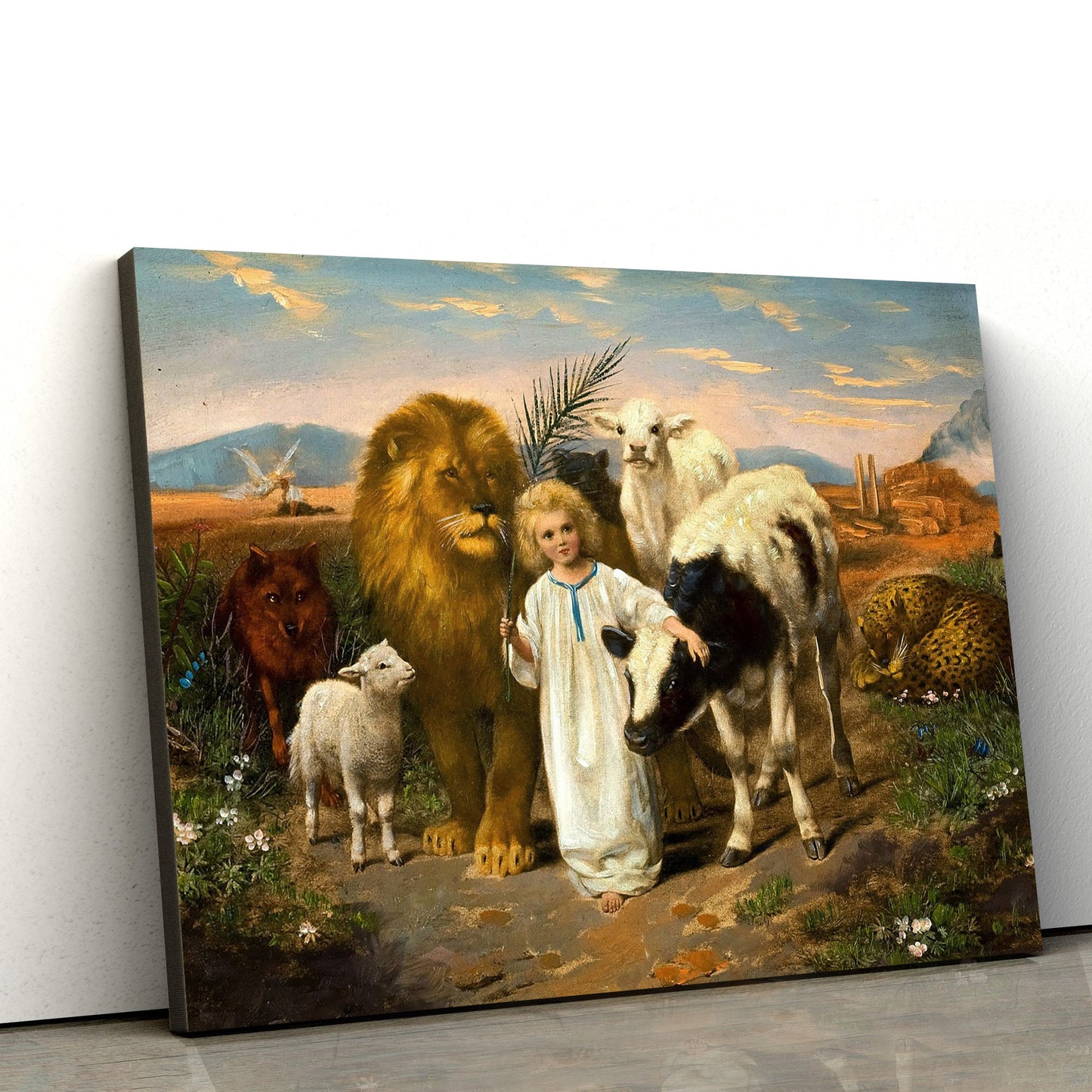 Jesus Lion And Lamb - Jesus Canvas Wall Art - Christian Wall Art