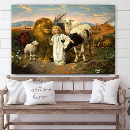 Jesus Lion And Lamb - Jesus Canvas Wall Art - Christian Wall Art