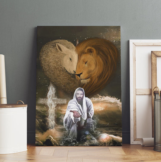 Jesus Lion And Lamb Canvas Wall Art