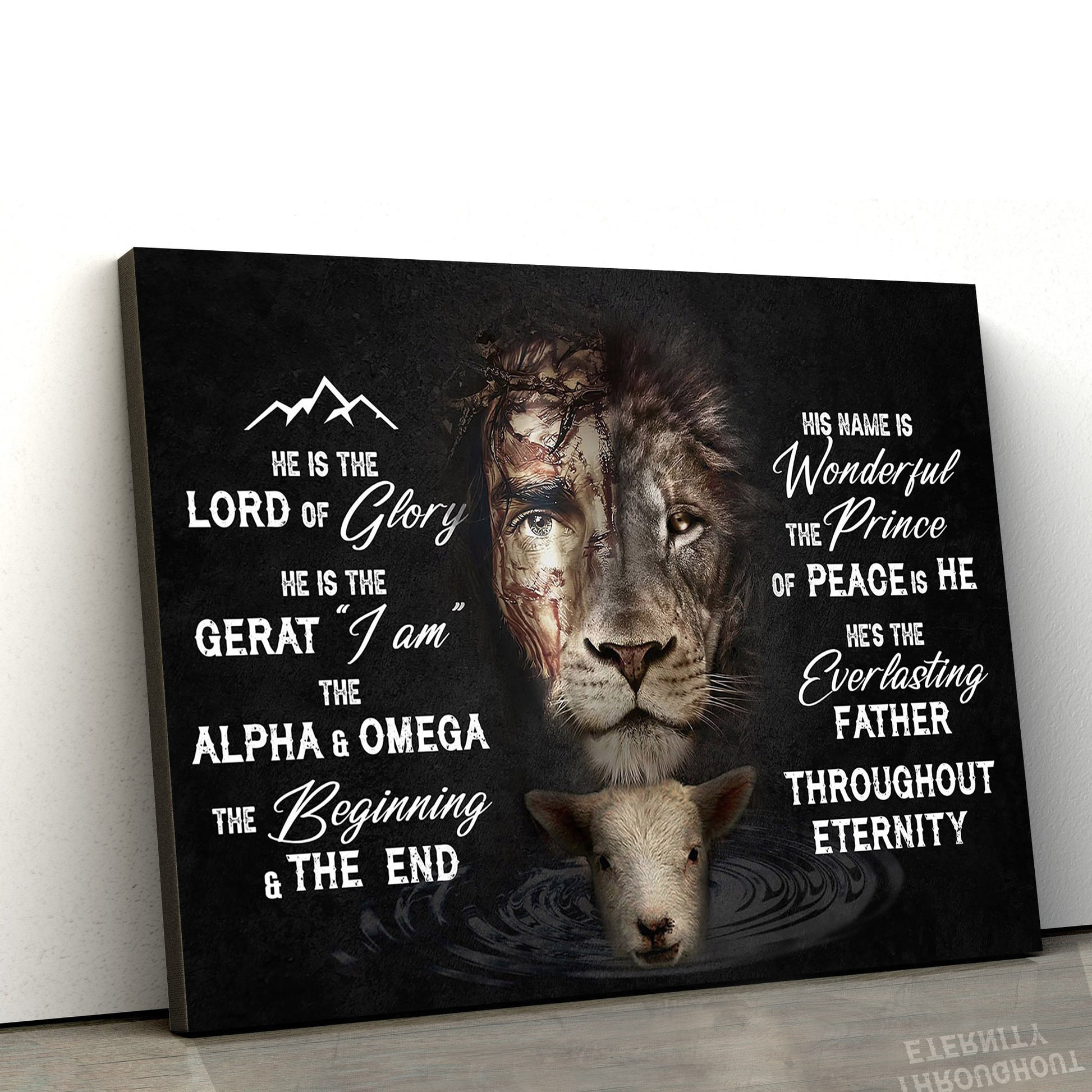 Jesus Lion And Lamb Canvas Wall Art Christ Inspirational - Jesus Canvas Pictures - Christian Wall Art