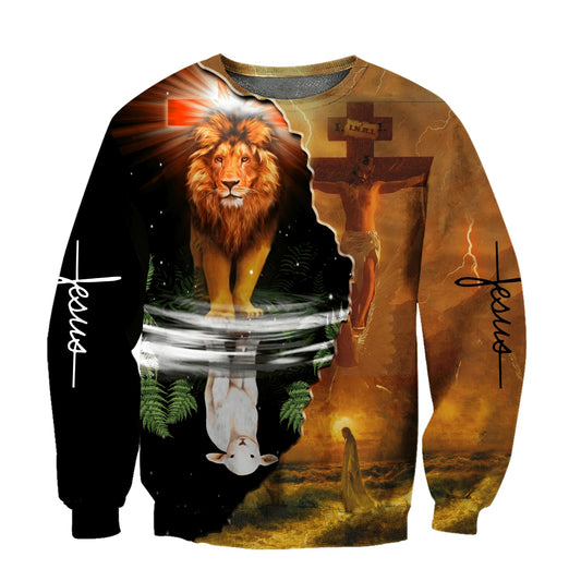 Jesus Lion And Lamb Jesus - Christian Sweatshirt For Women & Men