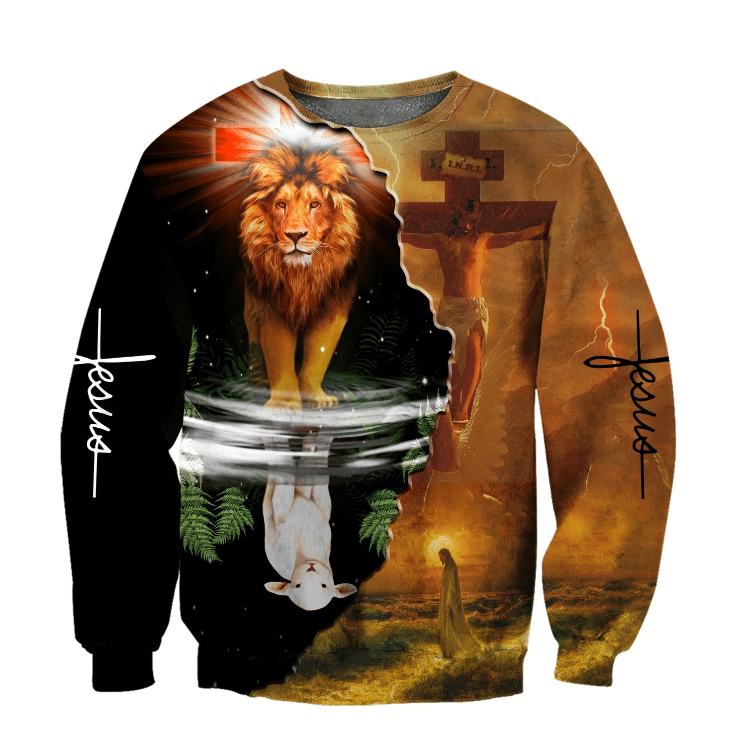 Jesus Lion And Lamb Jesus - Christian Sweatshirt For Women & Men