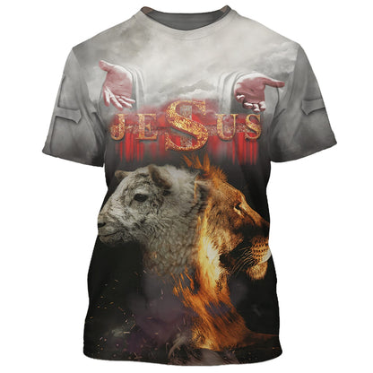 Jesus Lion And Sheep 3D All Over Printed Shirt for Men and Women