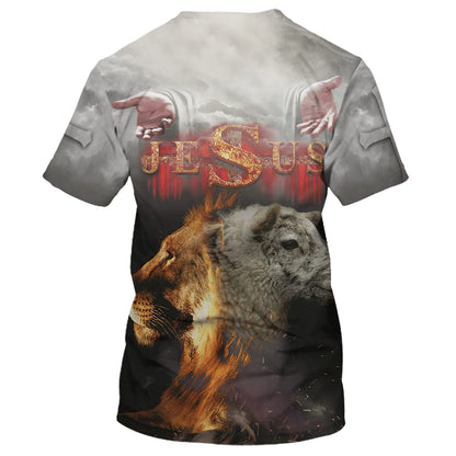 Jesus Lion And Sheep 3D All Over Printed Shirt for Men and Women