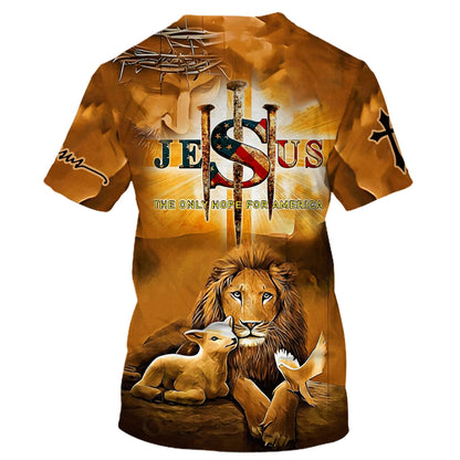 Jesus Lion And The Lamb 3d Shirts - Christian T Shirts For Men And Women