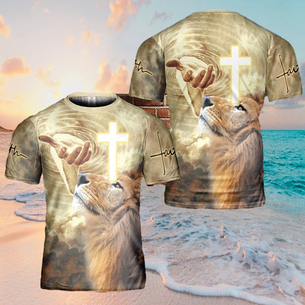 Jesus Lion Cross 3d T Shirts - Christian Shirts For Men&Women