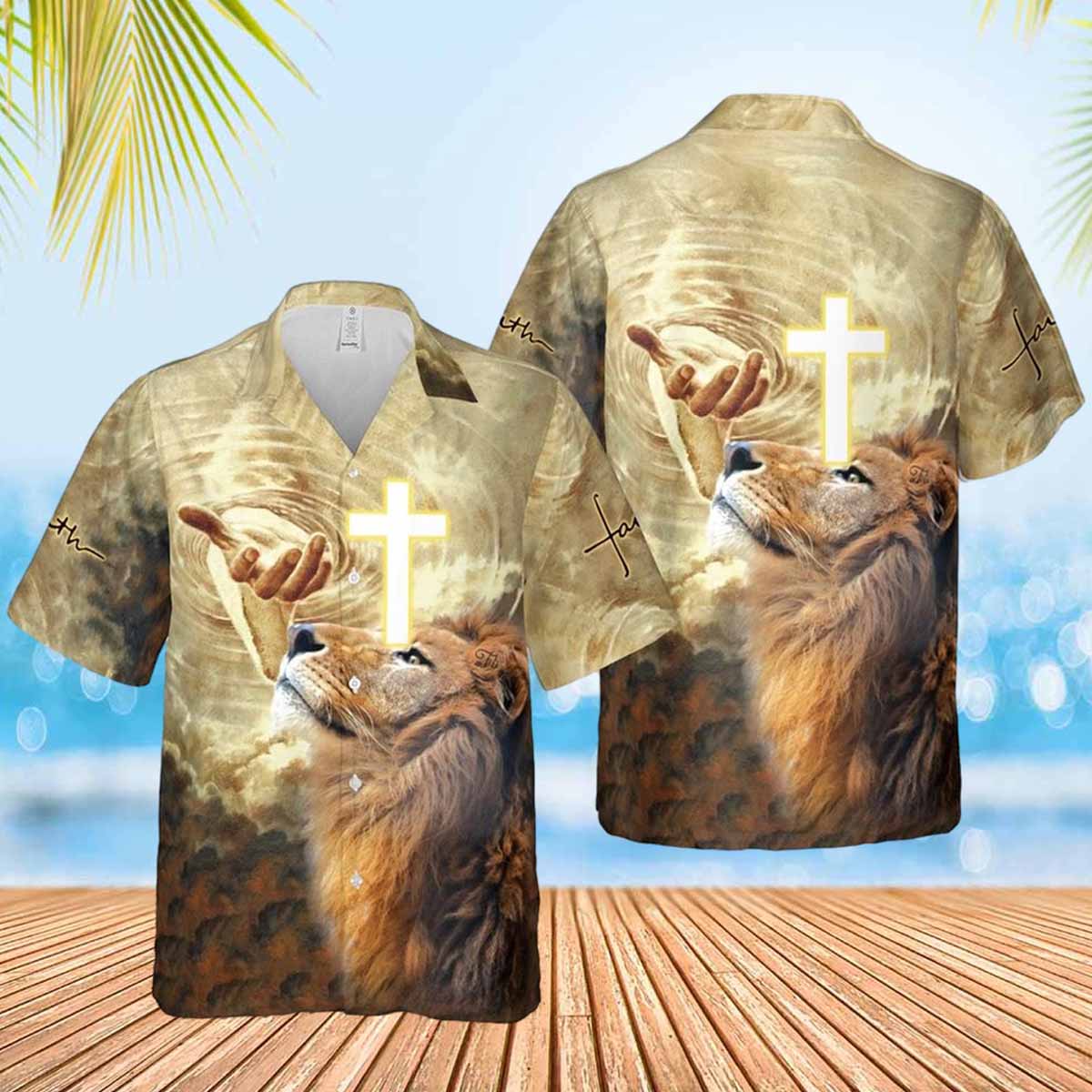 Jesus Lion Cross Hawaiian Shirt - Christian Hawaiian Shirts For Women Men