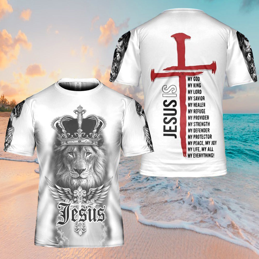 Jesus Lion Crown Jesus I My Everything Jesus 3D Shirt Christian For Men&Women