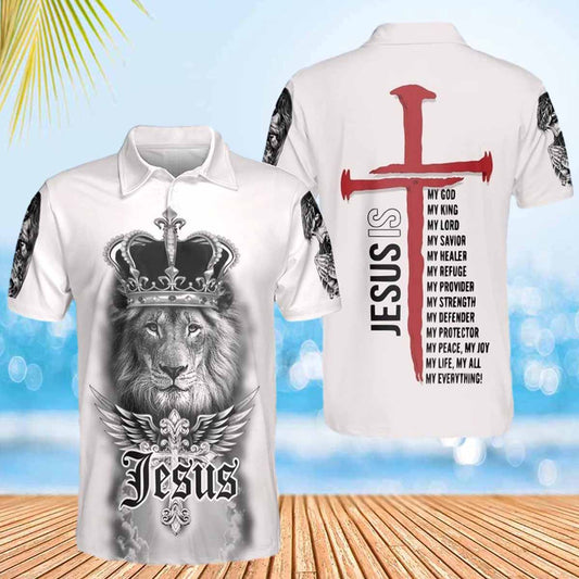 Jesus Lion Crown Jesus I My Everything Jesus Polo Shirts - Christian Shirt For Men And Women