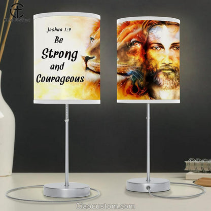 Jesus Lion Face Be Strong And Courageous Table Lamp Art - Lion Table Lamp Room Decor