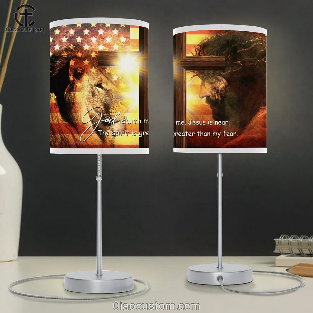 Jesus Lion King Cross God Is With Me Table Lamp