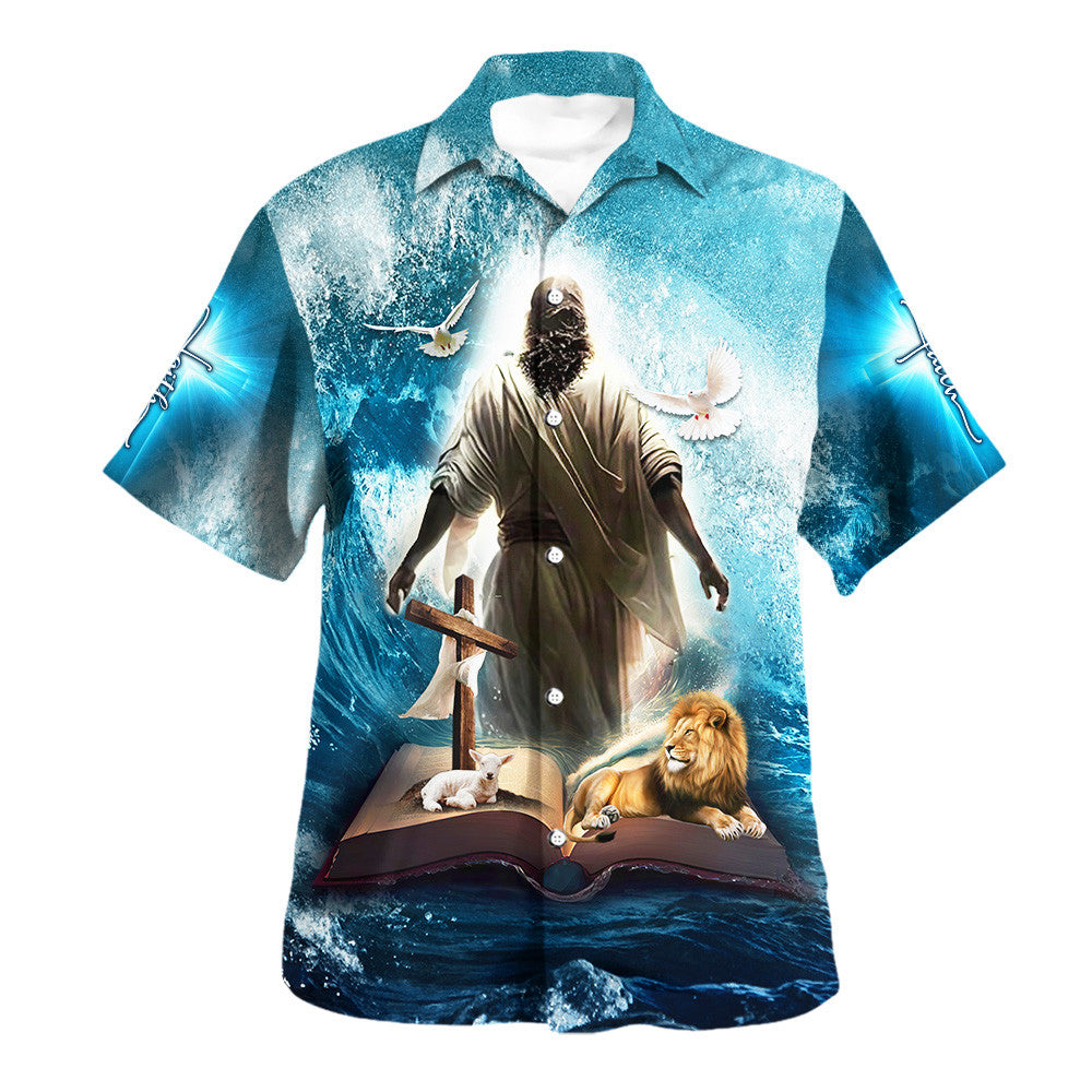 Jesus Lion Lamb I Believe In God Our Father Hawaiian Shirt - Christian Hawaiian Shirt - Religious Hawaiian Shirts