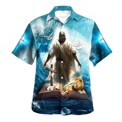 Jesus Lion Lamb I Believe In God Our Father Hawaiian Shirt - Christian Hawaiian Shirt - Religious Hawaiian Shirts