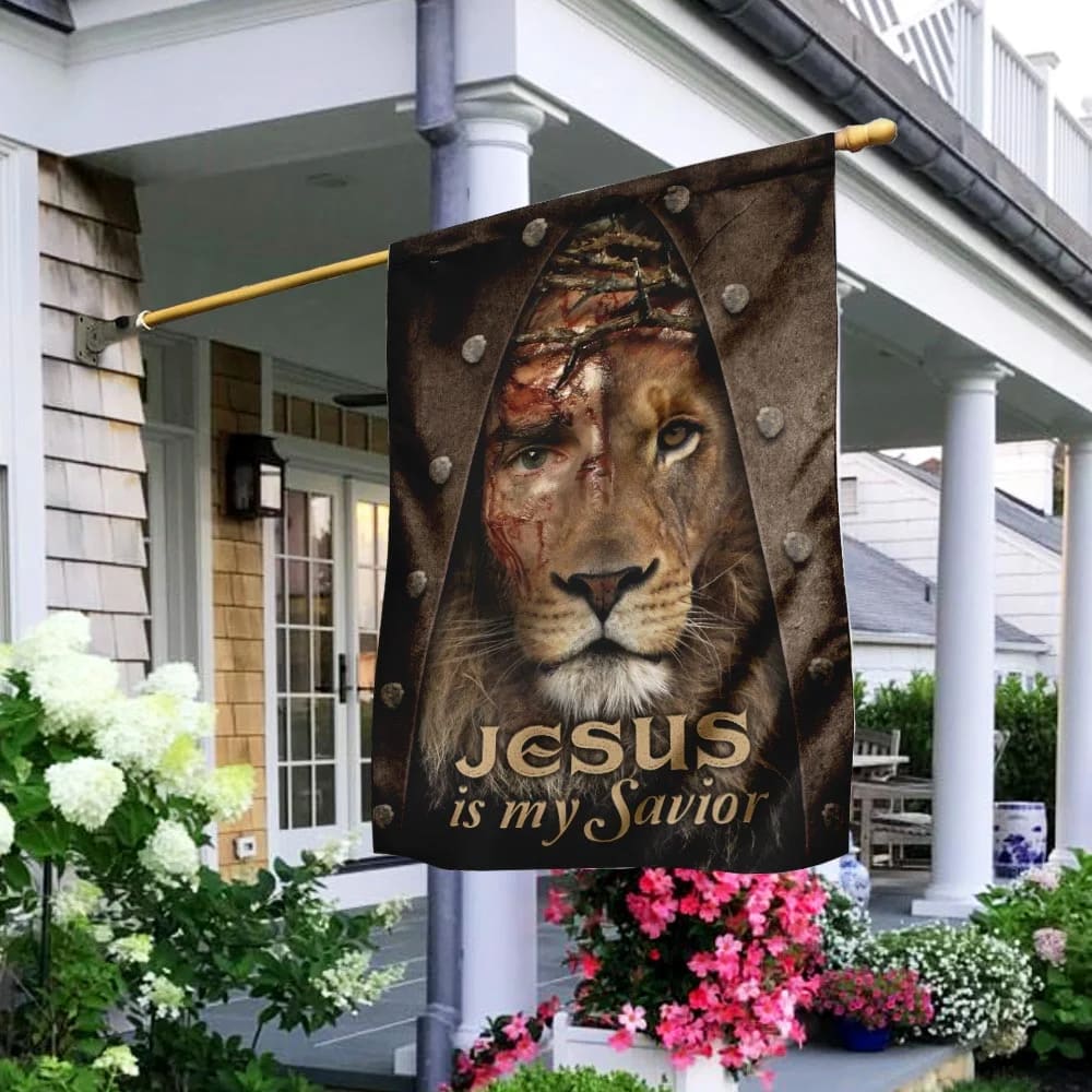 Jesus Lion My Savior House Flag - Christian Garden Flags - Christian Flag - Religious Flags