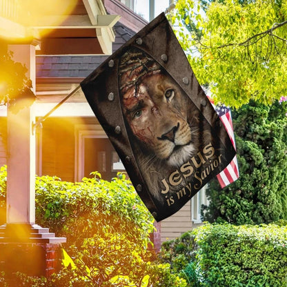 Jesus Lion My Savior House Flag - Christian Garden Flags - Christian Flag - Religious Flags