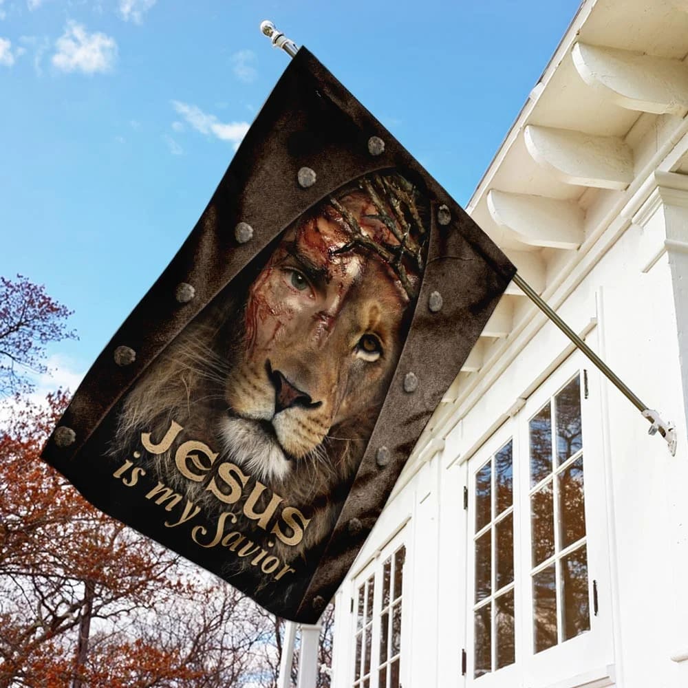 Jesus Lion My Savior House Flag - Christian Garden Flags - Christian Flag - Religious Flags