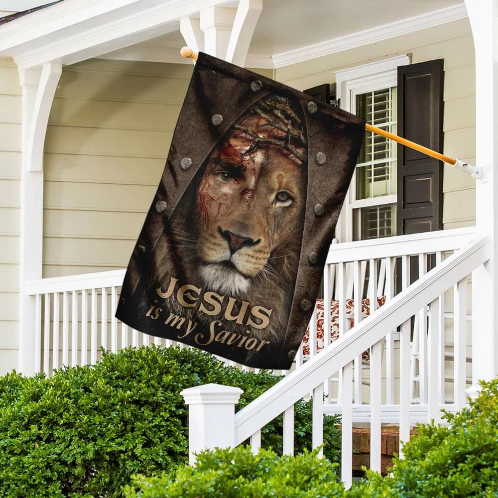 Jesus Lion My Savior House Flag - Christian Garden Flags - Christian Flag - Religious Flags