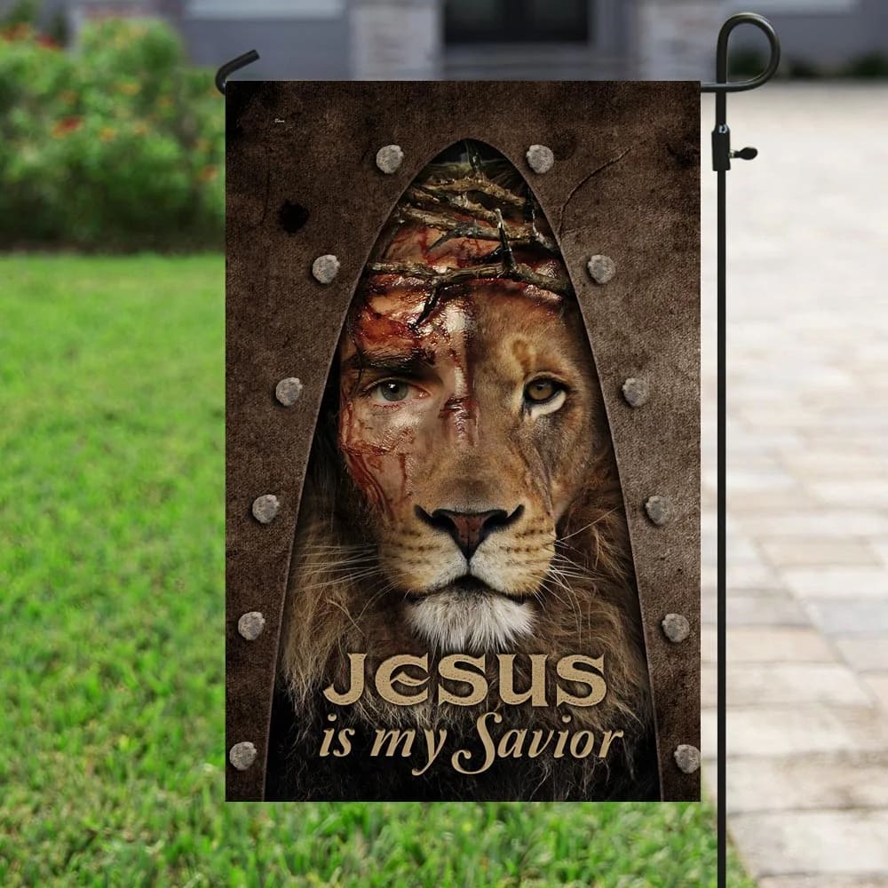 Jesus Lion My Savior House Flag - Christian Garden Flags - Christian Flag - Religious Flags