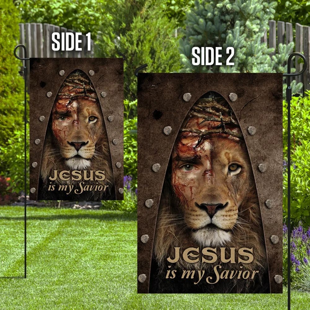 Jesus Lion My Savior House Flag - Christian Garden Flags - Christian Flag - Religious Flags