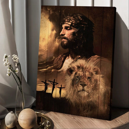 Jesus Lion Of Jesus The Rugged Cross The Amazing The Sacrifice Of Jesus Christ Canvas Wall Art - Christian Wall Posters - Religious Wall Decor