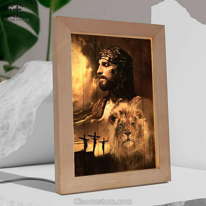 Jesus Lion Of Jesus The Rugged Cross The Amazing The Sacrifice Of Jesus Christ Frame Lamp