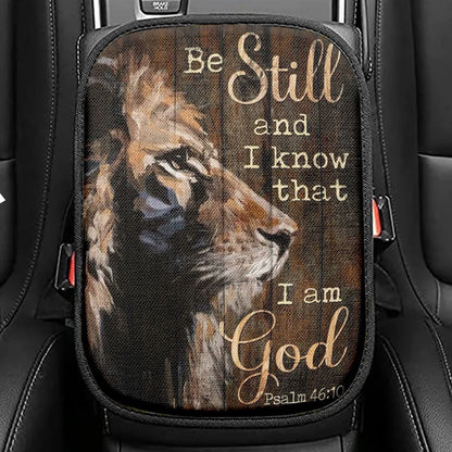 Jesus, Lion Of Judah, Be Still And Know I Am God Car Center Console Cover, Christian Armrest Seat Cover, Bible Seat Box Cover