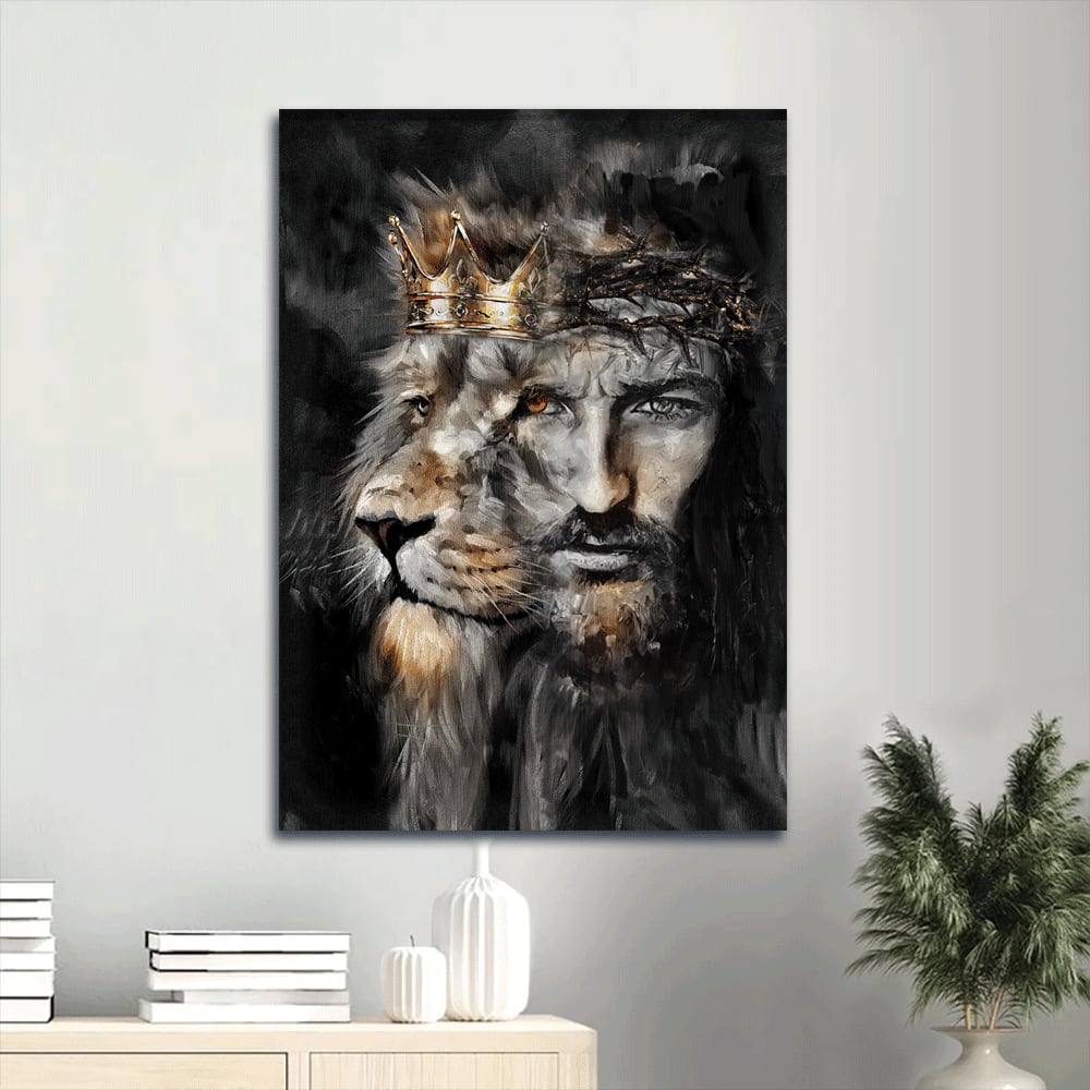 Jesus Lion Of Judah Canvas Wall Art - Jesus Painting - Gift For Christian