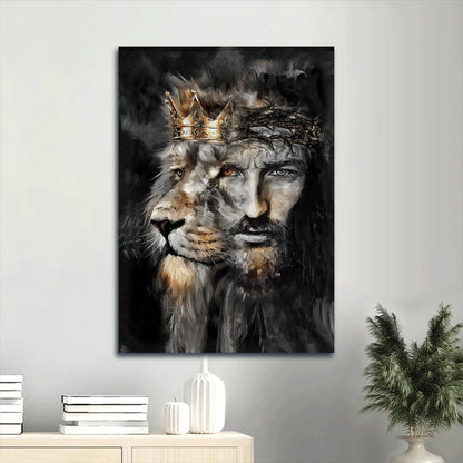 Jesus Lion Of Judah Canvas Wall Art - Jesus Painting - Gift For Christian