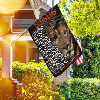 Jesus Lion Of Judah Jesus My Everything House Flags - Christian Garden Flags - Outdoor Christian Flag