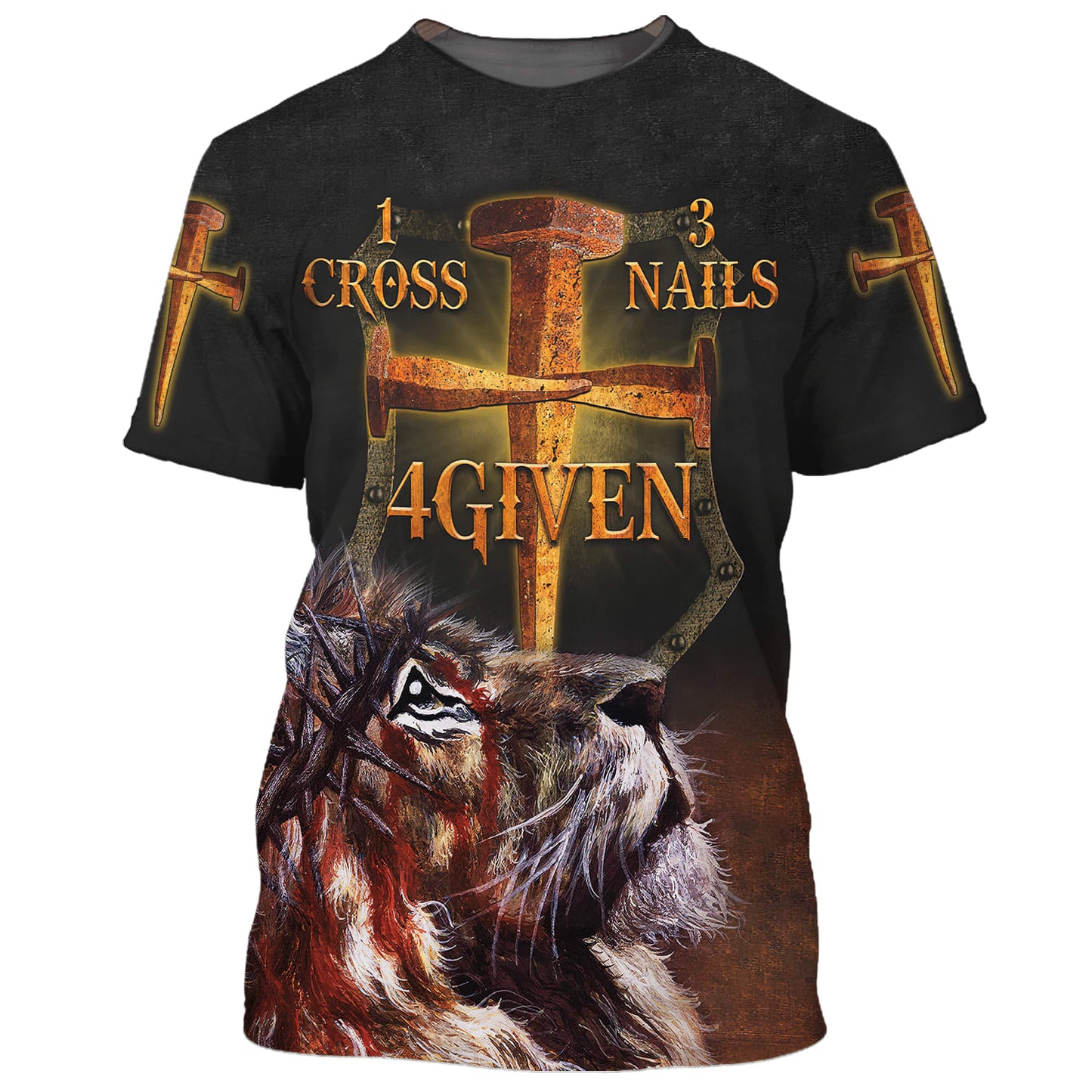 Jesus Lion One Cross Three Nails 4given 3D All Over Printed Shirt for Men and Women