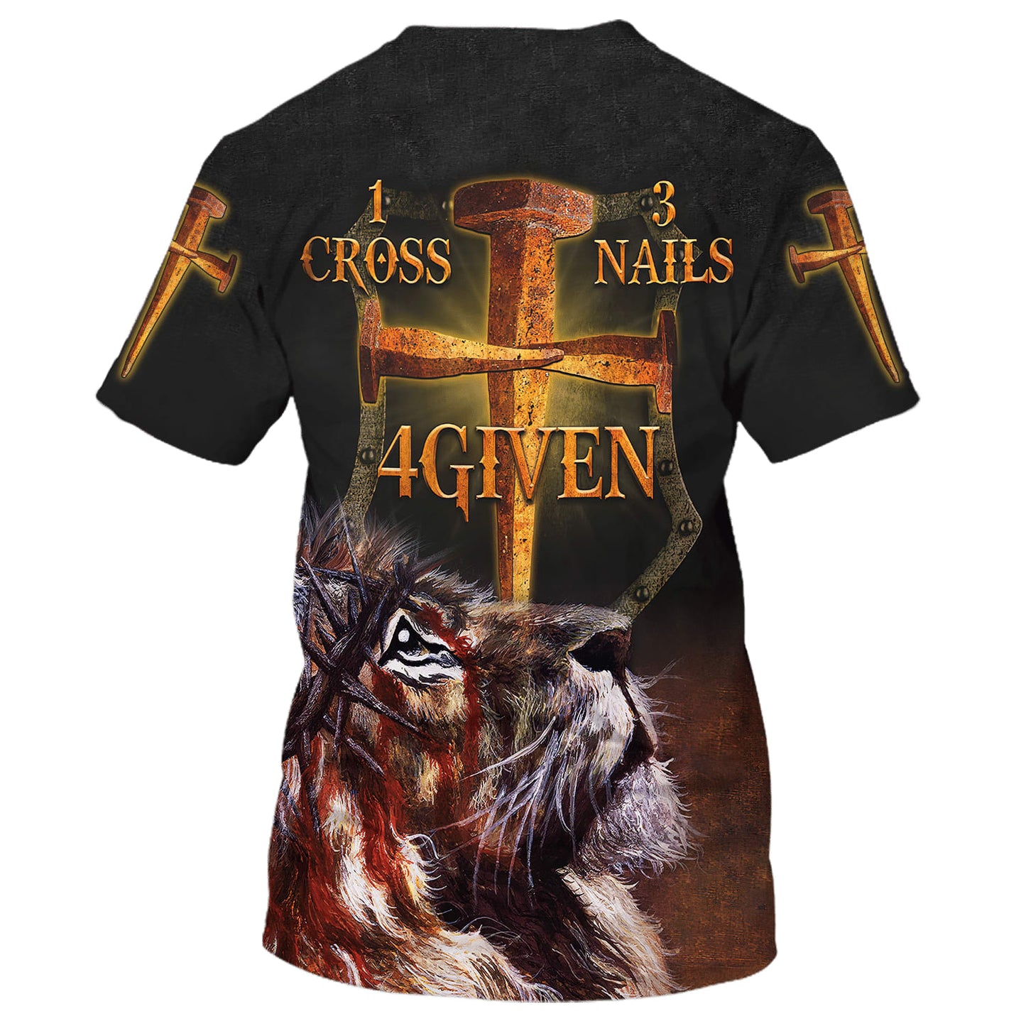 Jesus Lion One Cross Three Nails 4given 3D All Over Printed Shirt for Men and Women