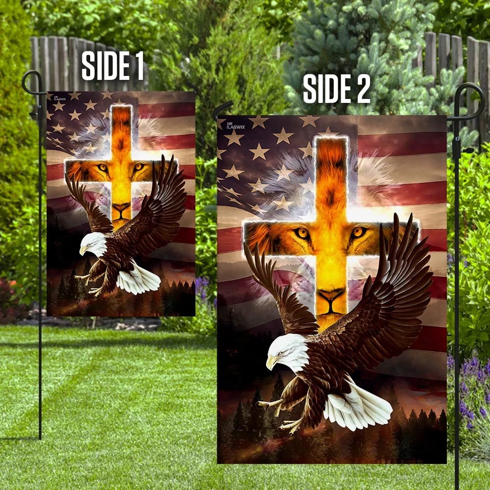 Jesus Lion Patriot American US Lion King Jesus Christ Jesus American House Flags - Christian Garden Flags - Outdoor Christian Flag