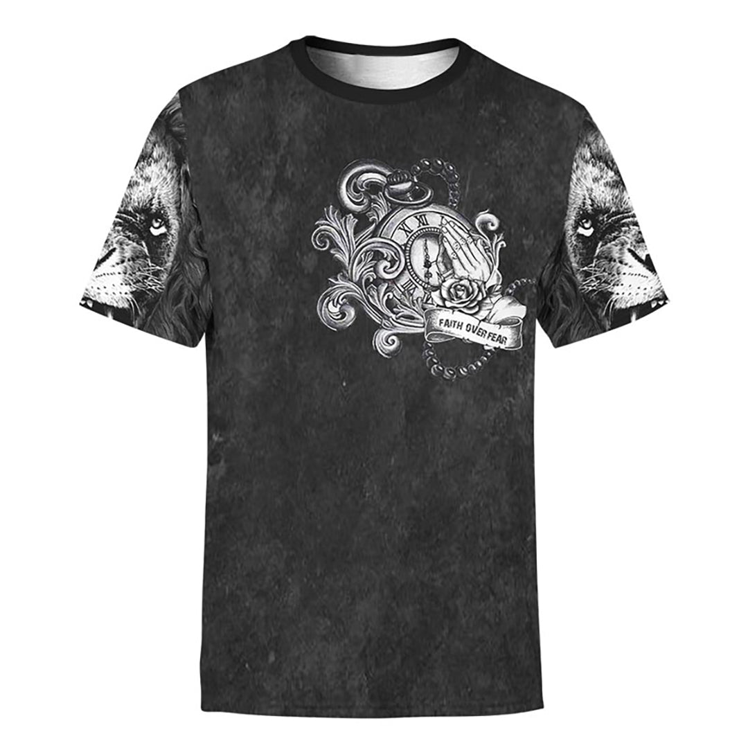 Jesus Lion Tattoo No Longer A Slave To Fear Print Shirt - Christian 3D Shirt