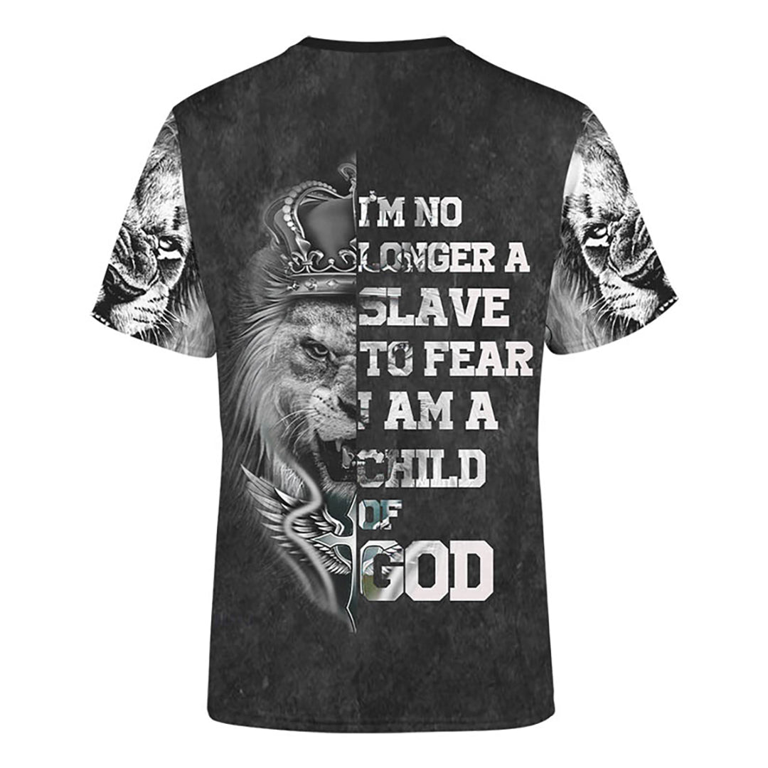 Jesus Lion Tattoo No Longer A Slave To Fear Print Shirt - Christian 3D Shirt