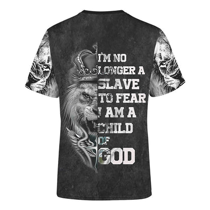 Jesus Lion Tattoo No Longer A Slave To Fear Print Shirt - Christian 3D Shirt