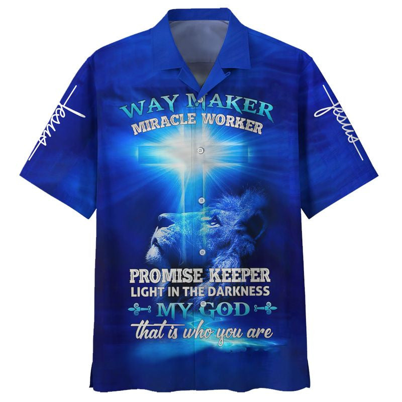 Jesus Lion Way Maker Miracle Worker Promise Keeper Light In The Darkness My God That Is Who You Are Hawaiian Shirt - Best Hawaiian Shirts - Christian Hawaiian Shirt
