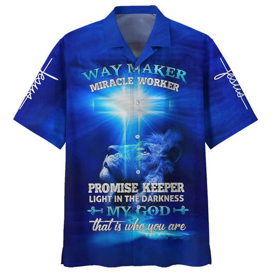 Jesus Lion Way Maker Miracle Worker Promise Keeper Light In The Darkness My God That Is Who You Are Hawaiian Shirt - Best Hawaiian Shirts - Christian Hawaiian Shirt