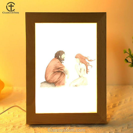 Jesus Listened To Women Frame Lamp Pictures - Christian Wall Art - Jesus Frame Lamp Art