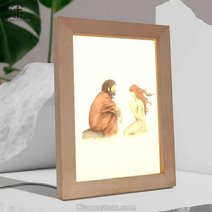 Jesus Listened To Women Frame Lamp Pictures - Christian Wall Art - Jesus Frame Lamp Art