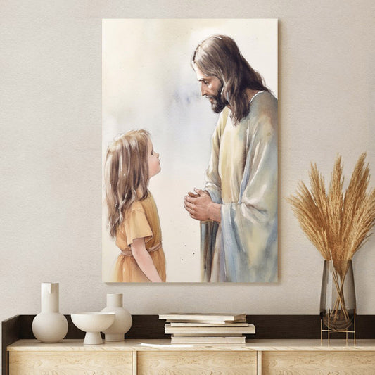 Jesus Listening To A Child Prayer Jesus And Children - Jesus Canvas Pictures - Christian Wall Art