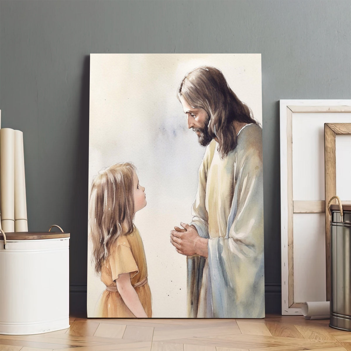Jesus Listening To A Child Prayer Jesus And Children - Jesus Canvas Pictures - Christian Wall Art