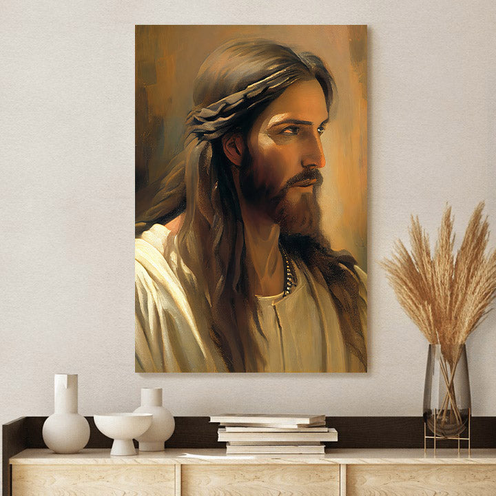 Jesus Looking At Mary Vintage Style Religious Wall - Canvas Pictures - Jesus Canvas Art - Christian Wall Art